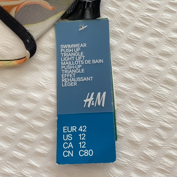 NWT H&M padded tropical print bikini top size 12 (Large) - Picture 9 of 10